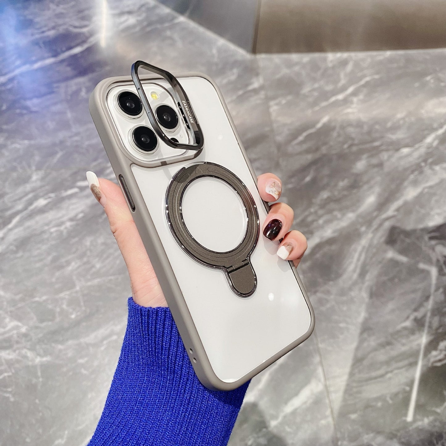 Simple Magnetic Charging Double Bracket Phone Case