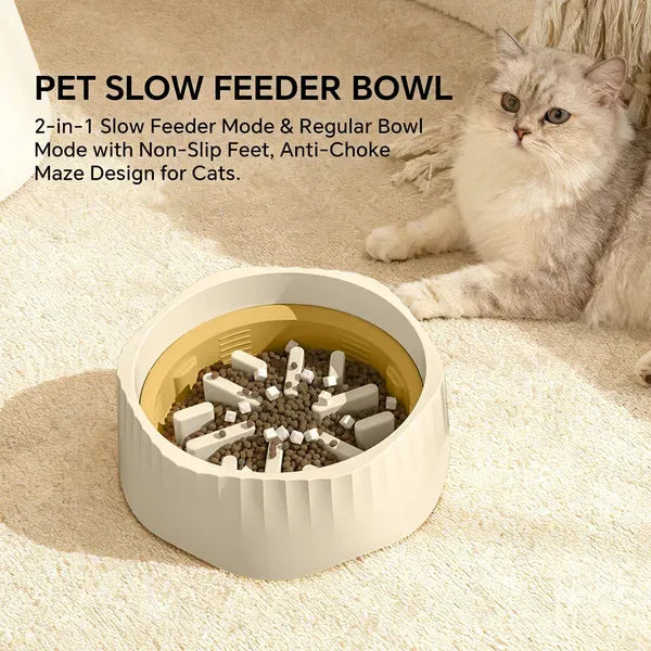 White Dual-purpose Slow Food Bowl, Fast&slow Food Can Be Freely Switched To Adapt To Different Pet Eating Habits, Cross-border Hot Selling Pet Supplies