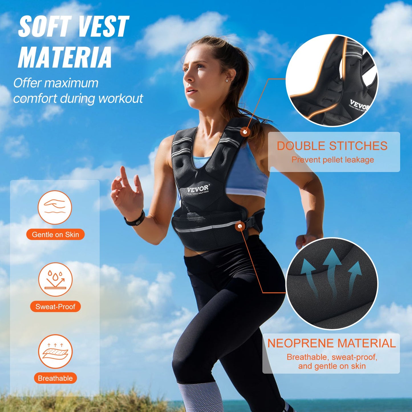 Adjustable Weighted Vest, 20-32lb Weight Vest With 6 Ironsand Weights And  Reflective Stripe, Body Weight Vest Exercise Set For Men Women, Workout Equipment For Strength Training Running Jogging