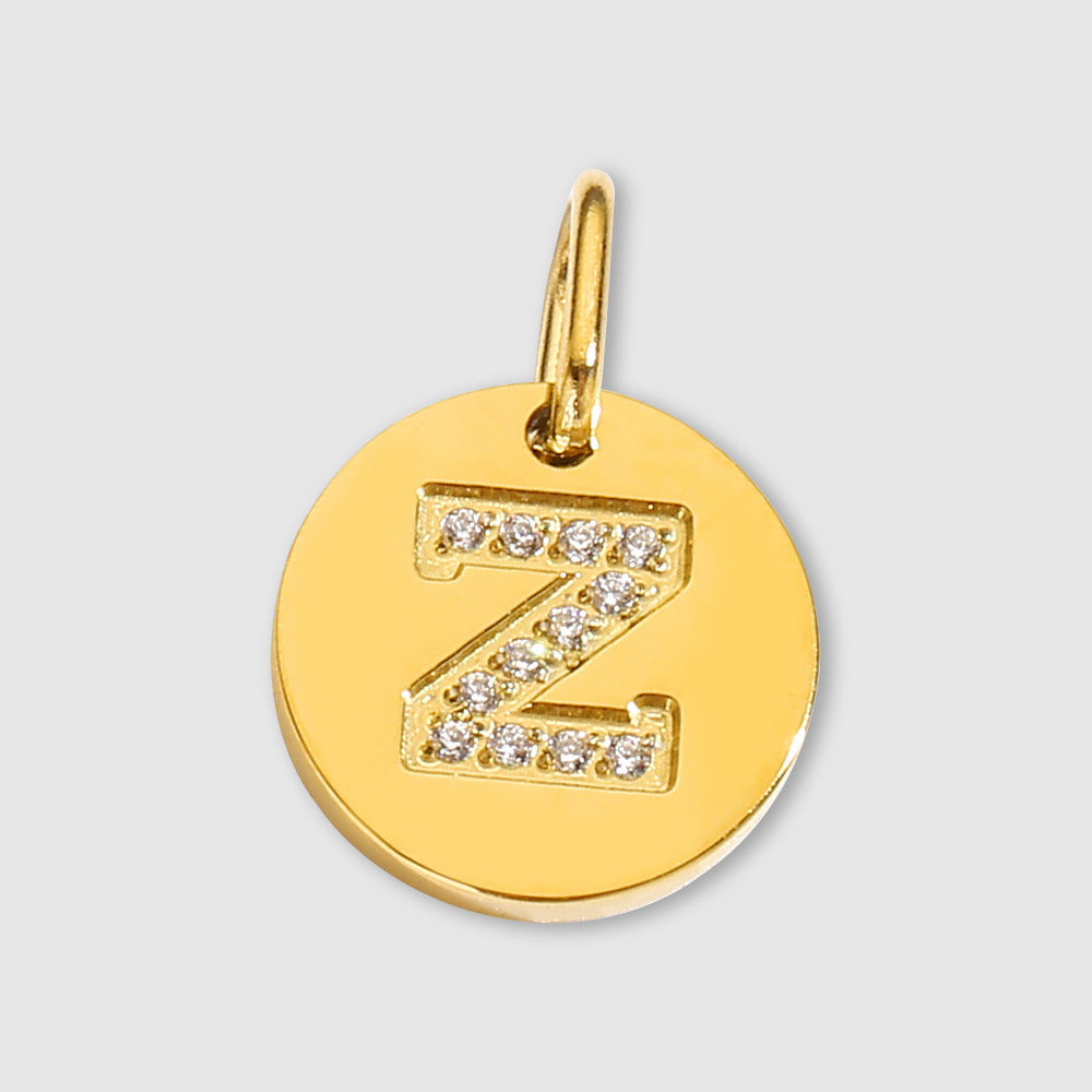 Diamond-Encrusted Jewelry Accessories Stainless Steel Letter Pendant