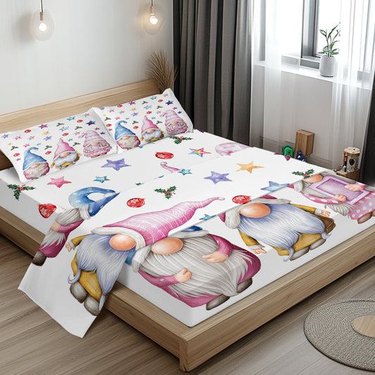 Christmas Flat Sheet Set Xmas Snowman Bed Sheets For Kids Teen Girls Winter Snowflakes Christmas Decor Bedding Set 1 Flat Sheet 1 Fitted Sheet & 2 Pillowcases