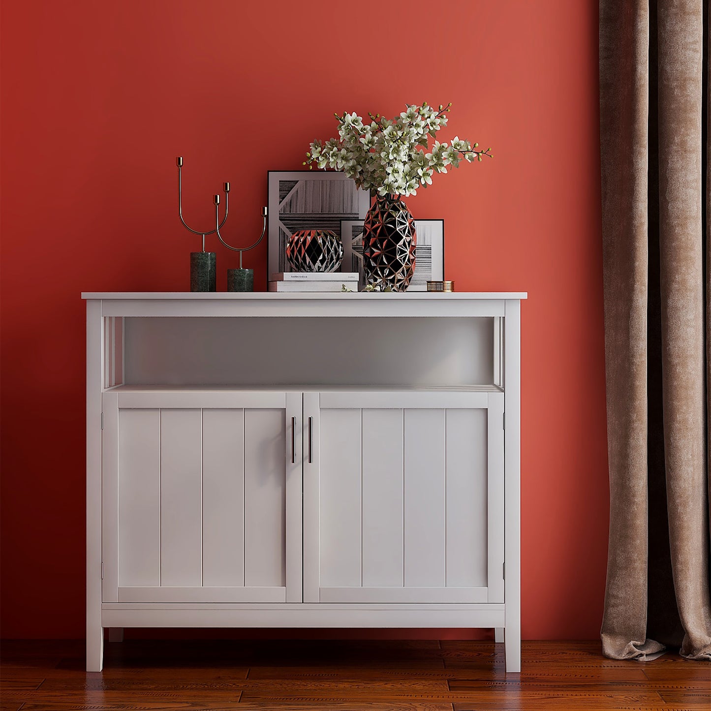 Kitchen Storage Sideboard And Buffet Server Cabinet-White