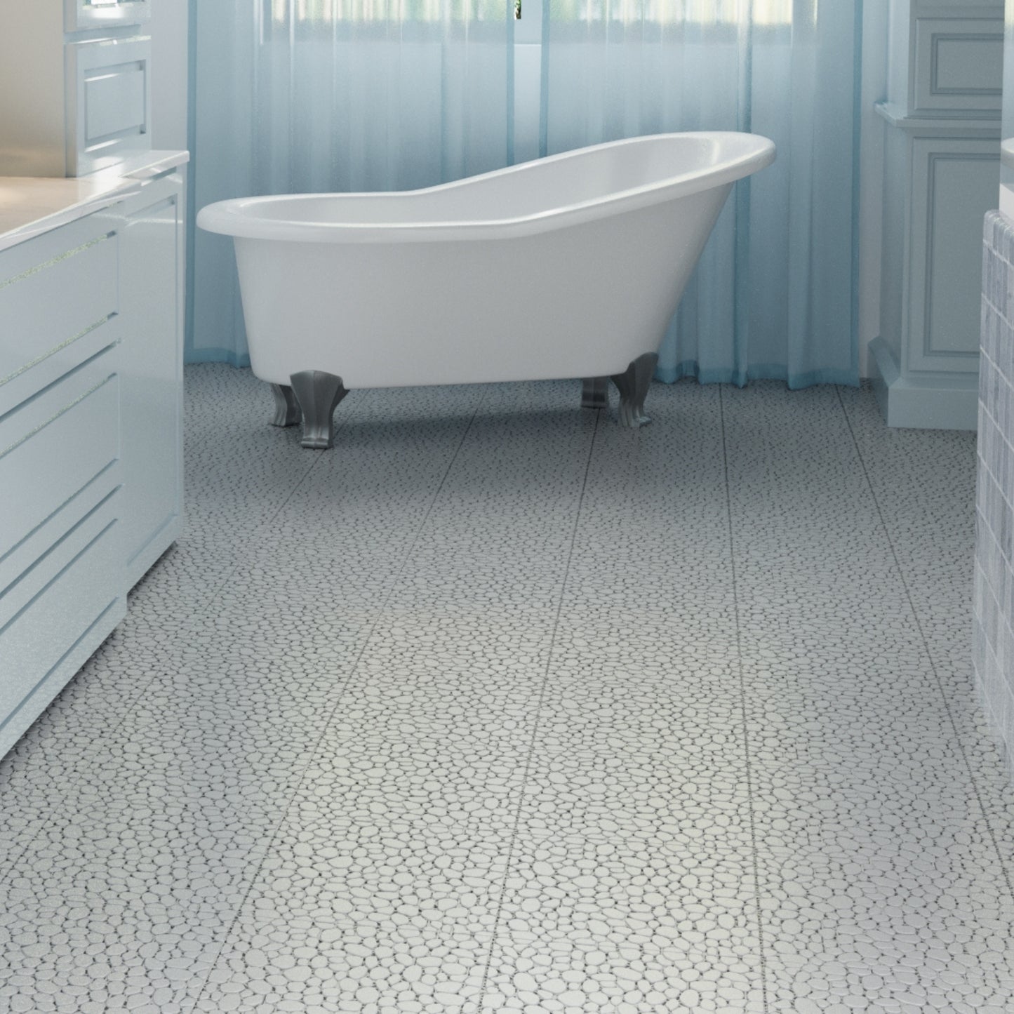 12 X 12 Inch Gray Interlocking Deck Tiles Plastic Waterproof Outdoor All Weather Anti-slip Bathroom Shower Balcony Porch Strong Weight Capacity Upto 440 LBS, Pebble Stone Pattern Pack Of 60