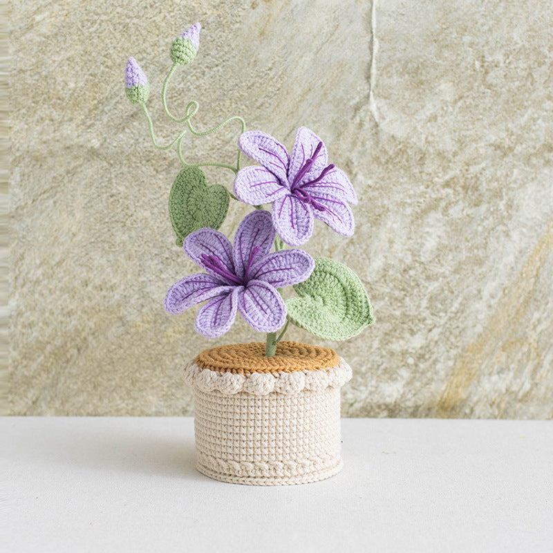 Artificial Flower Decor Hand-woven Yarn Potted Bouquet