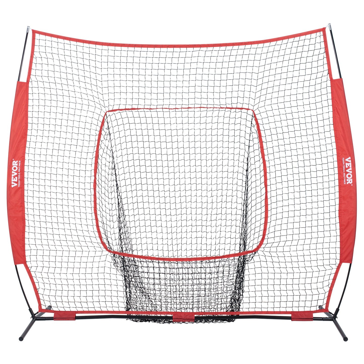 7x7 Ft Baseball Softball Practice Net, Portable Baseball Training Net For Hitting Batting Catching Pitching, Backstop Baseball Equipment Training Aids With Carry Bag And Strike Zone