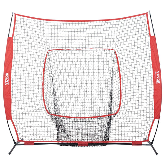 7x7 Ft Baseball Softball Practice Net, Portable Baseball Training Net For Hitting Batting Catching Pitching, Backstop Baseball Equipment Training Aids With Carry Bag And Strike Zone