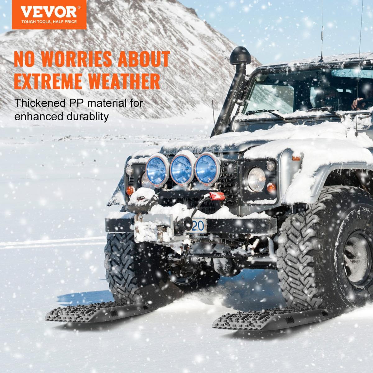 10 TON Traction Boards With PP Material, Recovery Boards For Off-road Vehicles/Cars/Pickups/SUVs/RVs, Pair Tire Traction Mats On Snow, Sand, Mud And Loose Terrain, Storage Bag, Long, Black