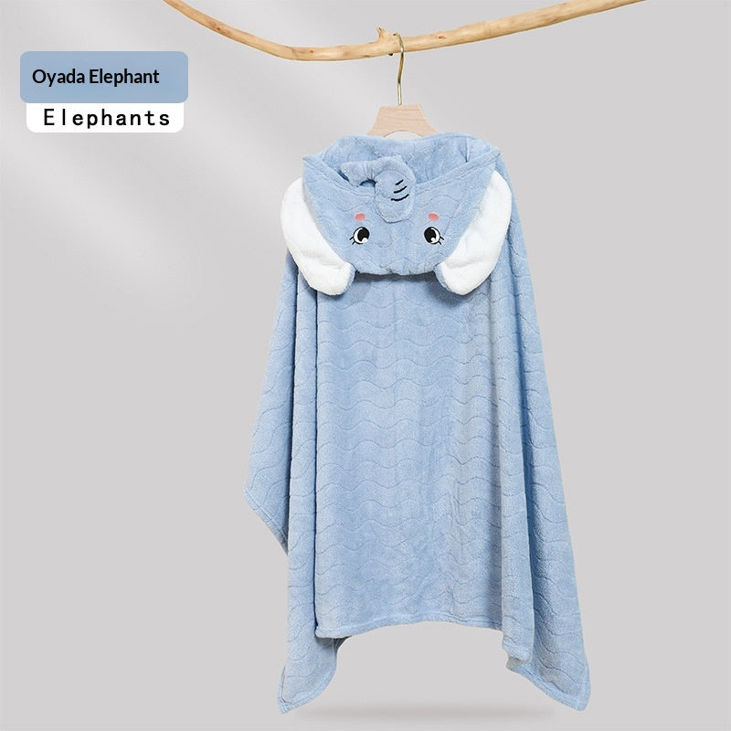 Children's Coral Fleece Bath Towel Cape For Babies