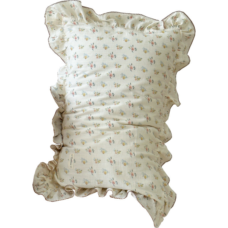 Korean-style Floral Cotton Gauze Pillowcase