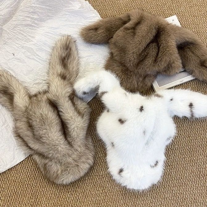 Korean-style Sweet And Cute Bunny-ear Plush Hat