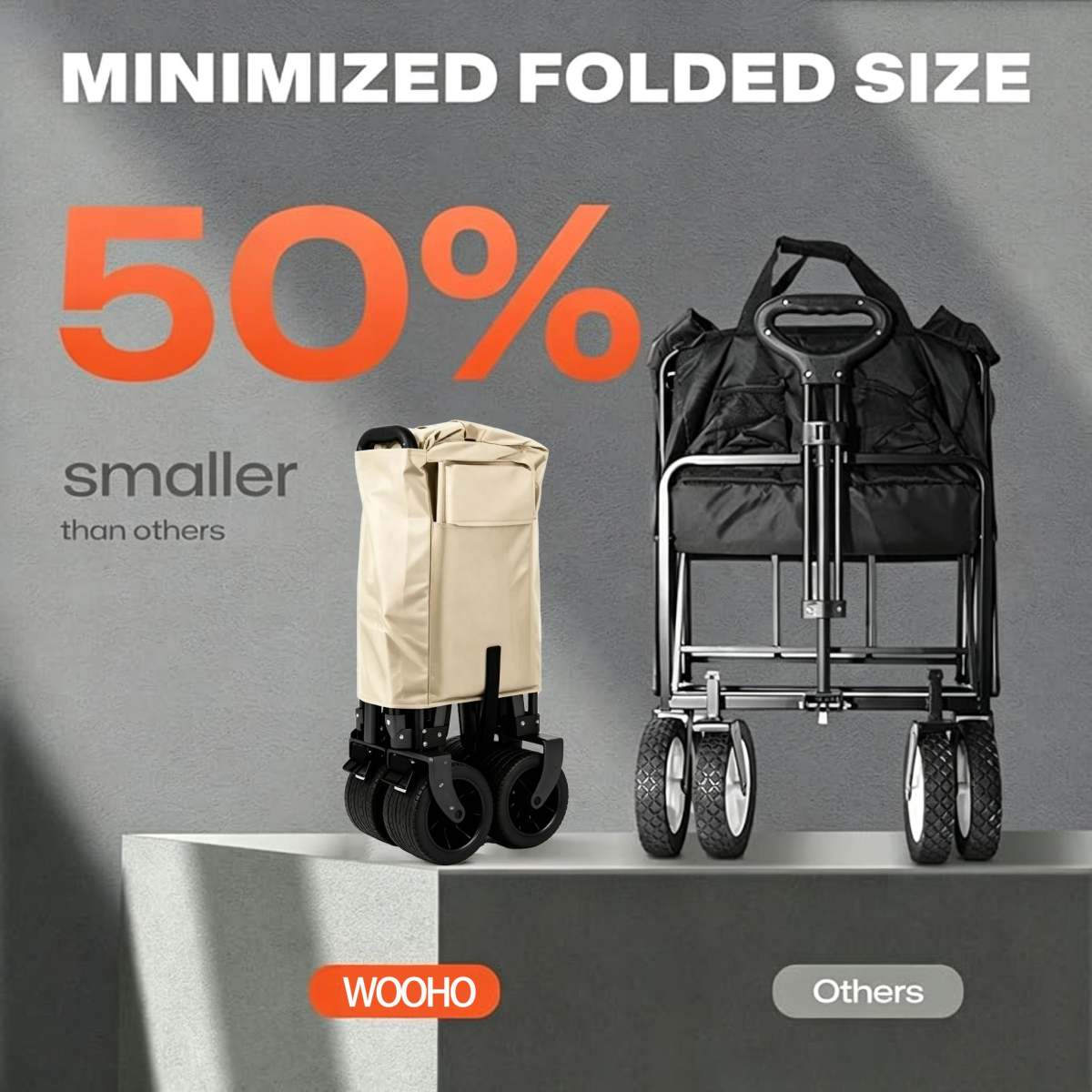 Multi-functional Foldable Camping Cart With Removable Tabletop, Expandable Rear Storage Space, All-terrain Wheels, Suitable For Outdoor Picnics, Fishing And Shopping