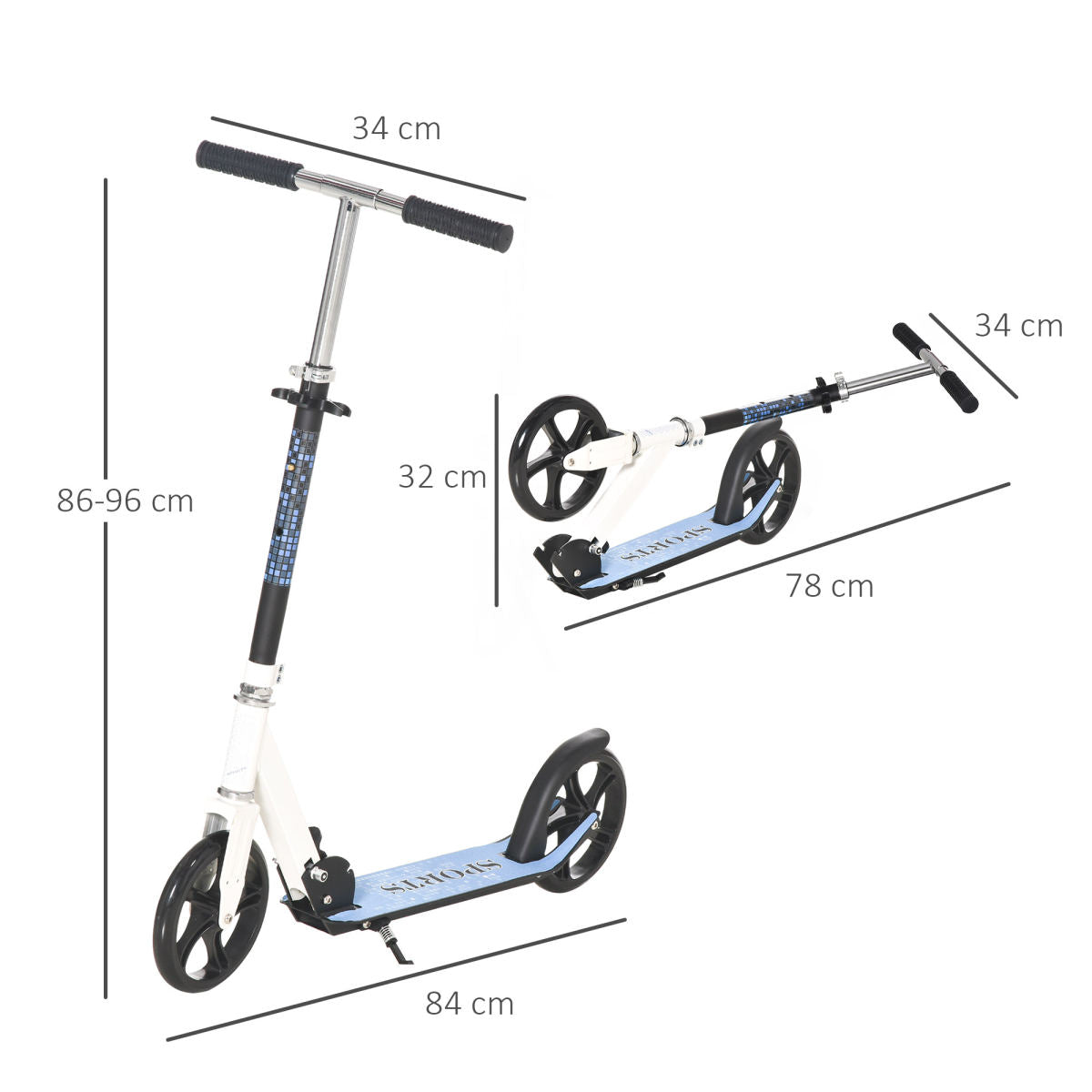 Folding Kids Kick Scooter Ride On Toys-Blue