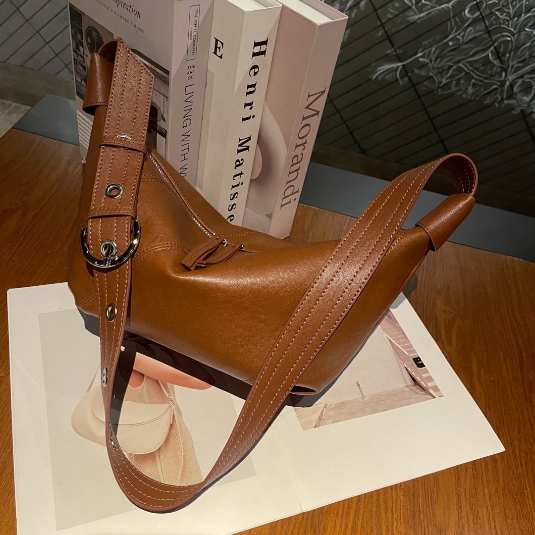 New Top-layer Cowhide Dumpling Bag, High-end Unique Genuine Leather, Light Luxury Fashion, Shoulder, Crossbody, And Underarm Bag For Women