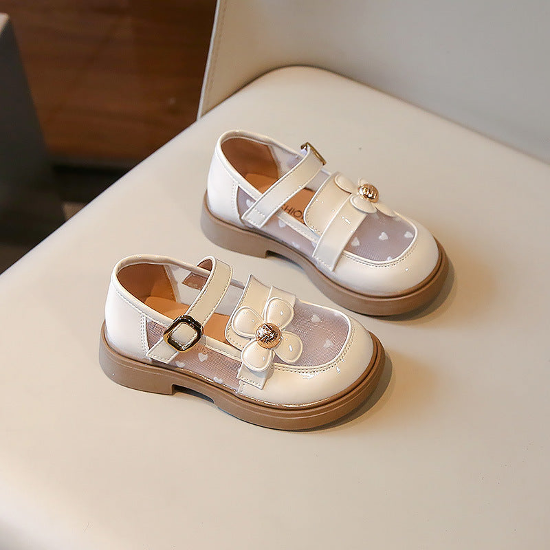 SpringSummer New Style Girls Leather Shoes Korean-Style Hollowed-Out Breathable