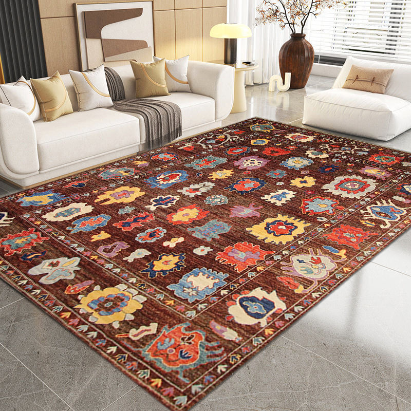 Persian Style Crystal Velvet Carpet Easy To Care Living Room Sofa Cover