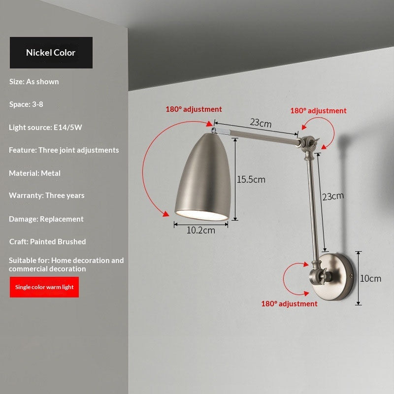 Bedside Eye-care Reading Lamp With A Swivel Arm For The Bedroom Or Study