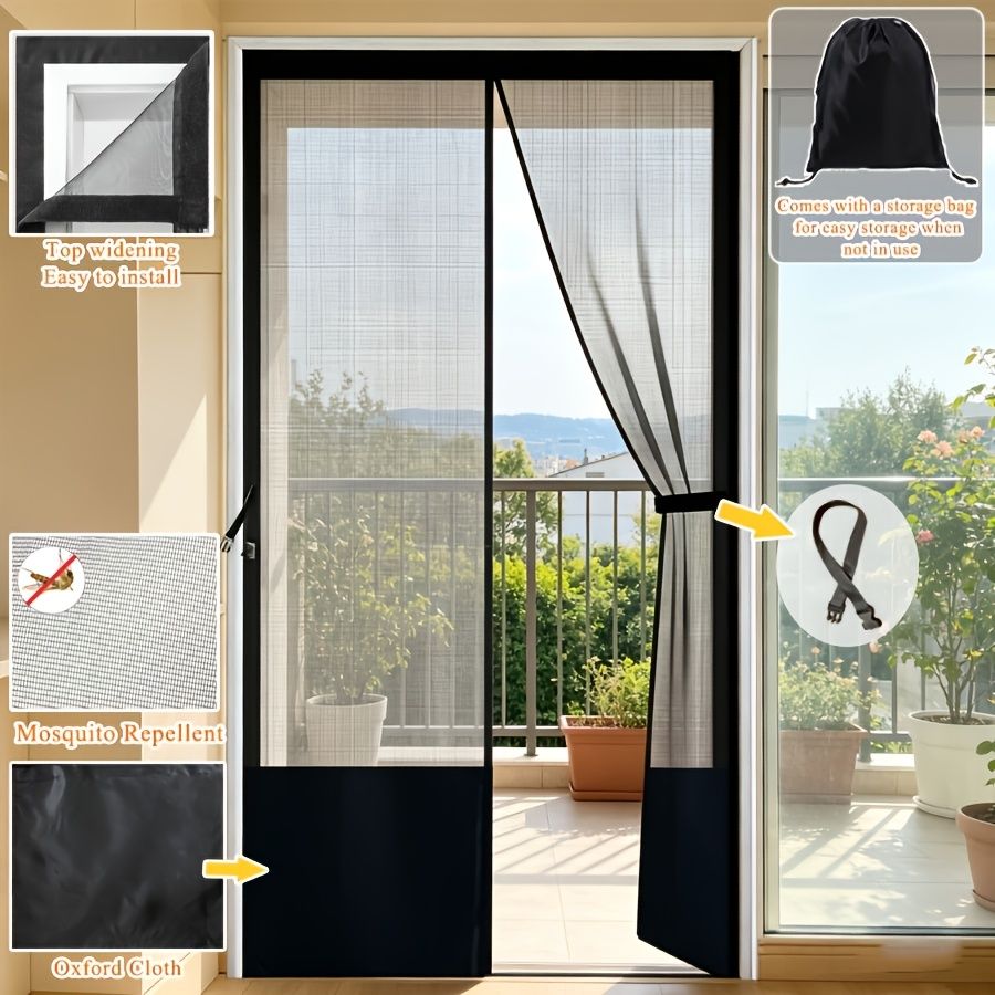 Magnetic Mesh Door Screen, No Drilling Required, Anti-Mosquito Dustproof, Automatic Closure, Pet Friendly, Ideal For Living Room Balcony