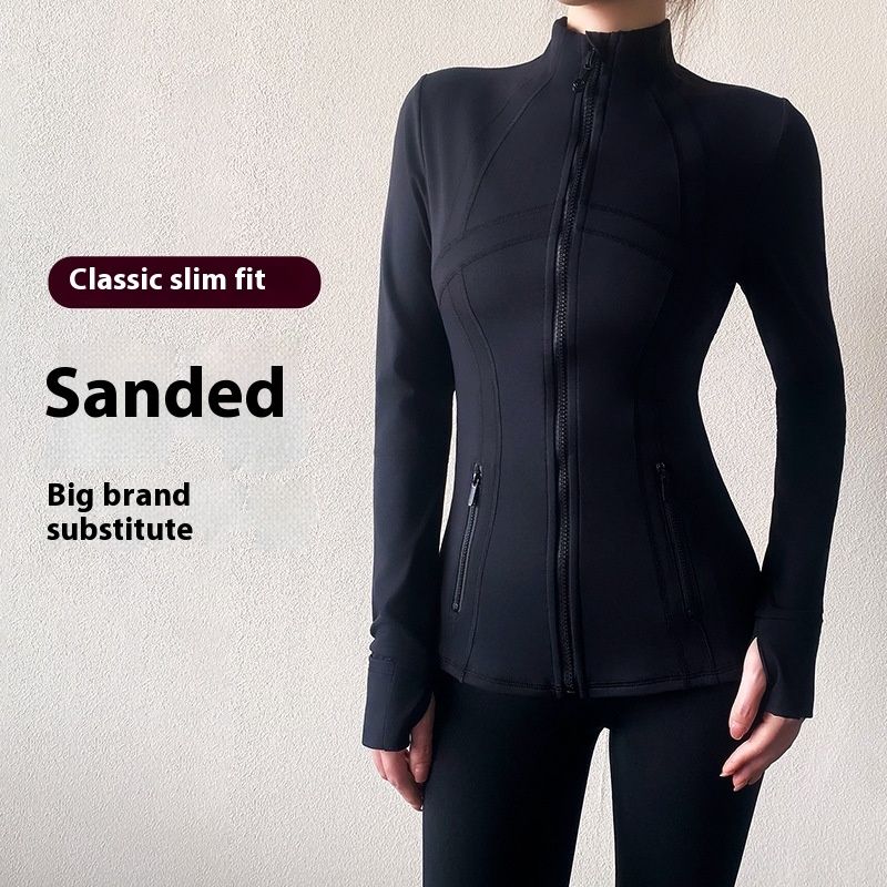 Yoga Clothes Coat Zipped Stand Collar Slim Fit Slimming Sports Top