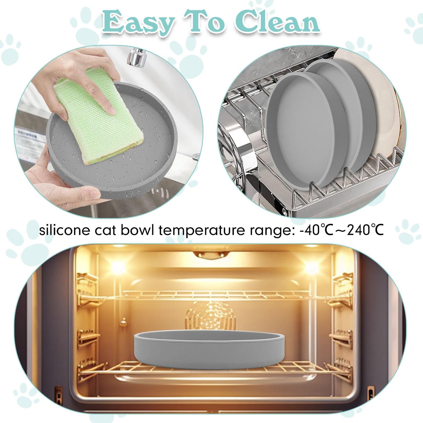 Silicone Cat Food Bowl Shallow Dishes  Wide Cats Bowls Kitty Plates Relief Whisker Fatigue Puppy Feeding Bowl For Dry Food And Wet Food Indoor