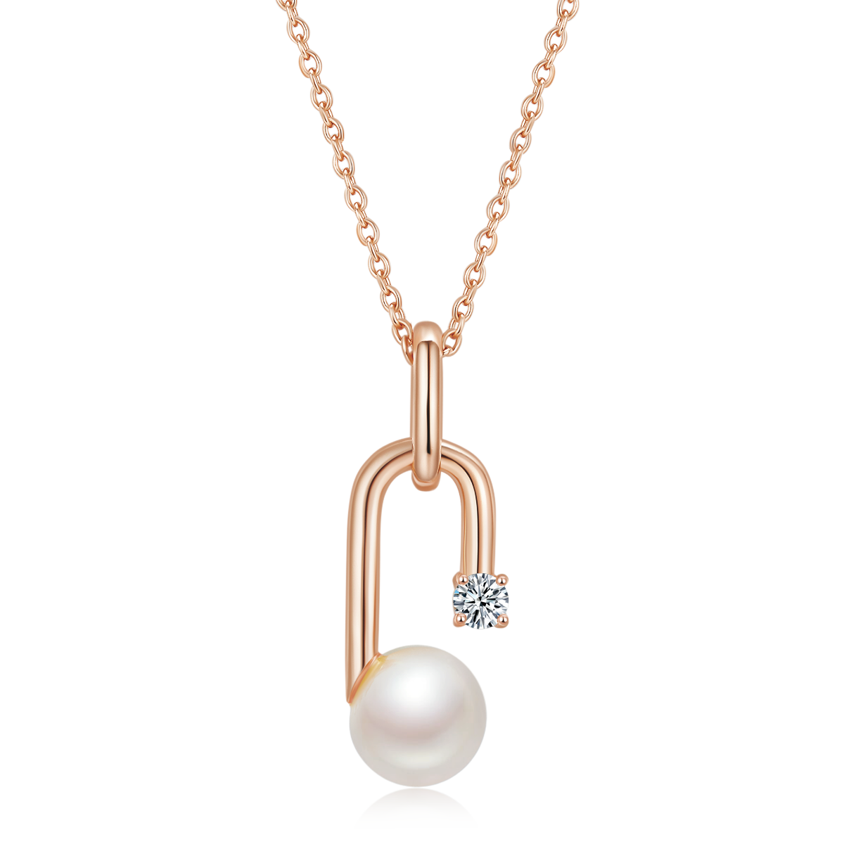 S925 Sterling Silver Natural Freshwater Pearl Necklace 45cm U-Shape Geometric Design 3 Colors Available Gift Box 3.6g