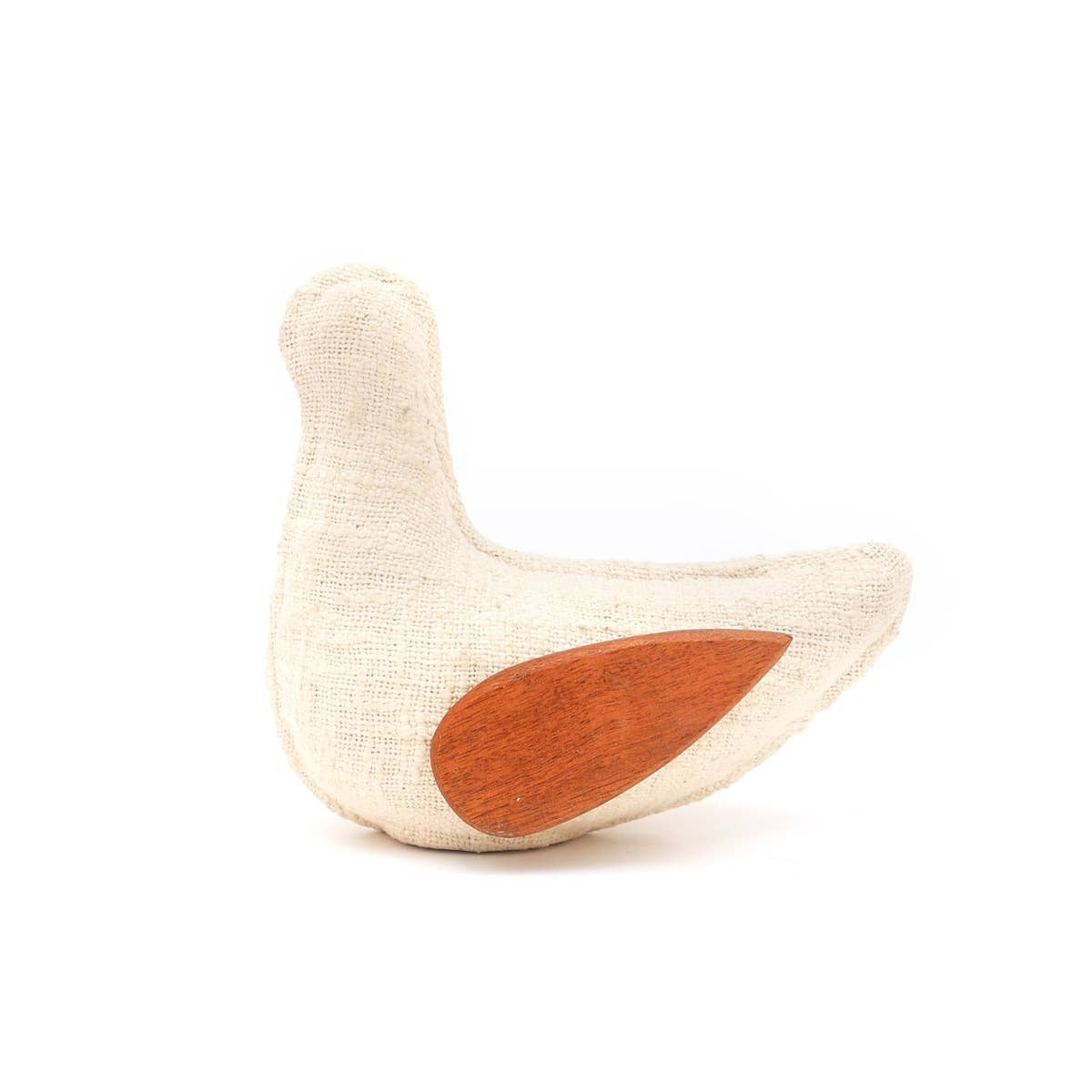 EcoMix Dove With Fabric & Wood Wings -Handcrafted Figurine & Sculptural Decor-9X4.5X7.8