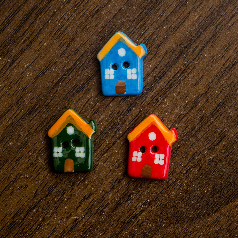 Small House Ceramic Buttons Clothing Accessories