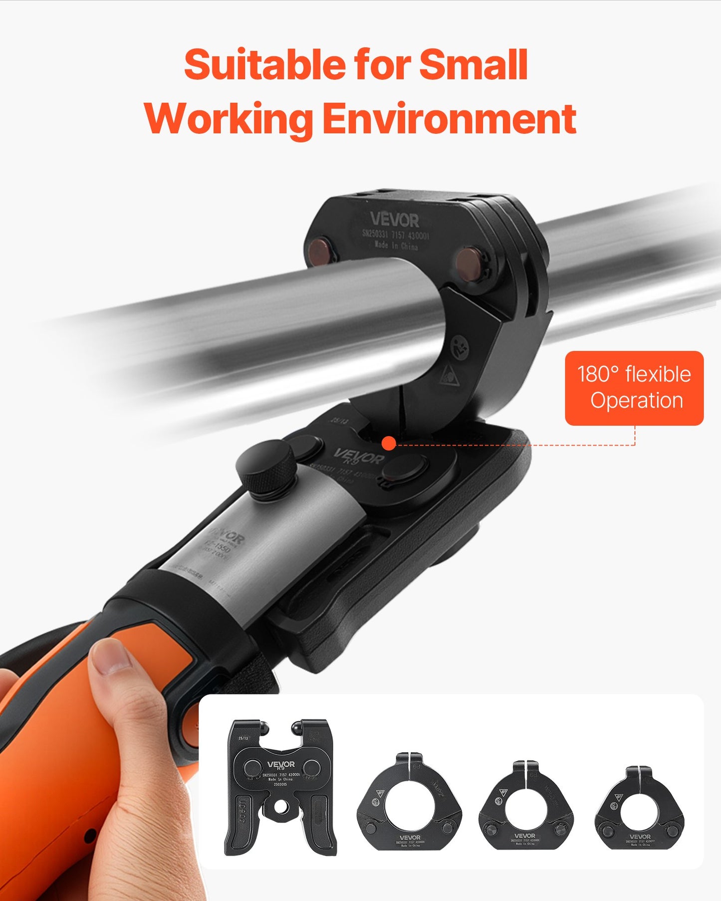 7PCS MegaPress Pressing Kit 1/2" To 2" - 3PCS Press Jaws, 3PCS Press Rings, 1PCS Actuator For MegaPress Carbon Steel Pipes, Compatible With Standard Press Tools - With Case