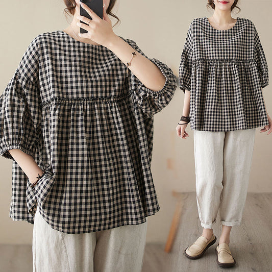 Retro Korean-style Crew-neck Pullover For Women