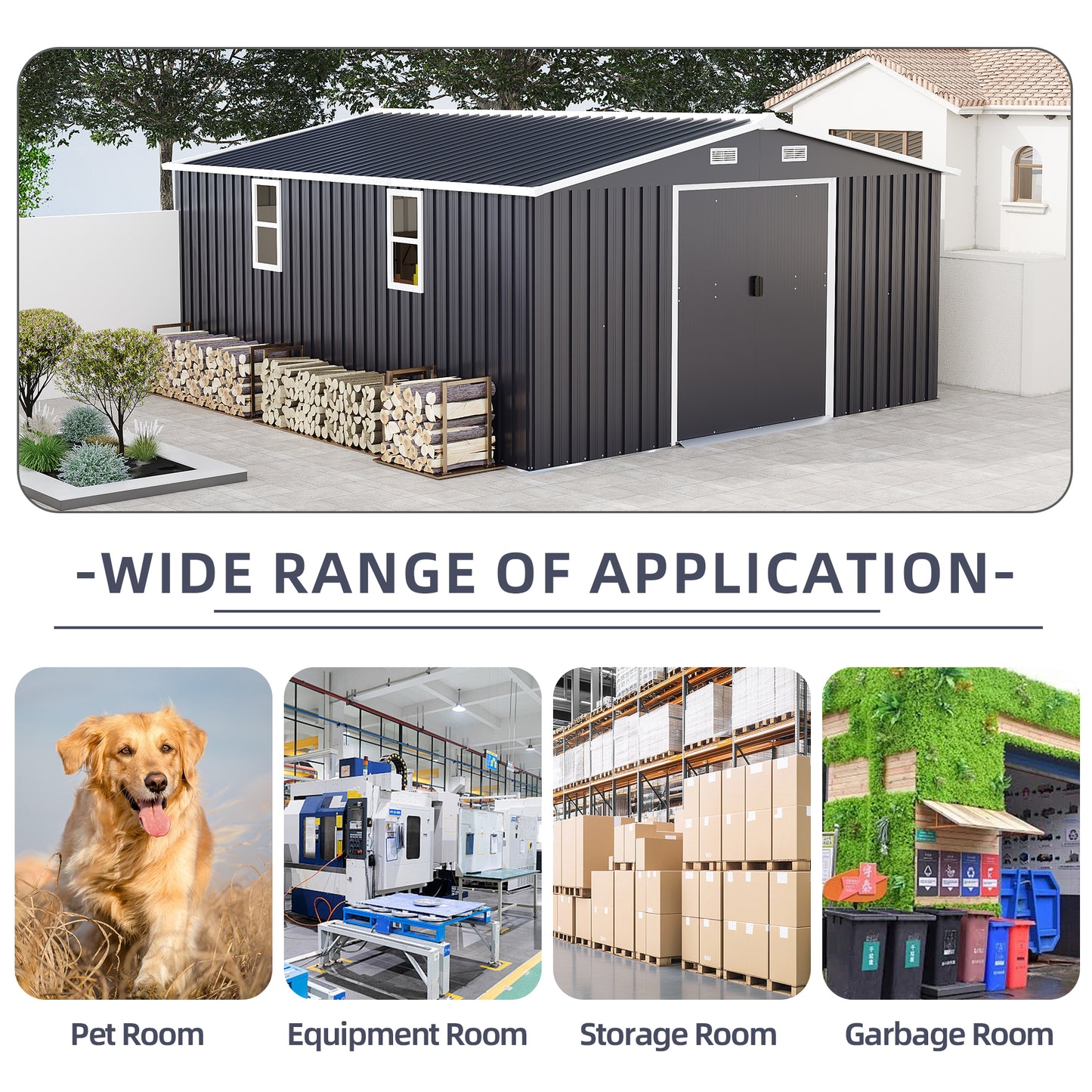 Campcraft 10x12ft 0.23mm Color Steel Plate, Surface Protective Film, Two Daylight Windows, A Practical And Thoughtful Gift,two Colors Can Be Freely Selected Storage Sheds