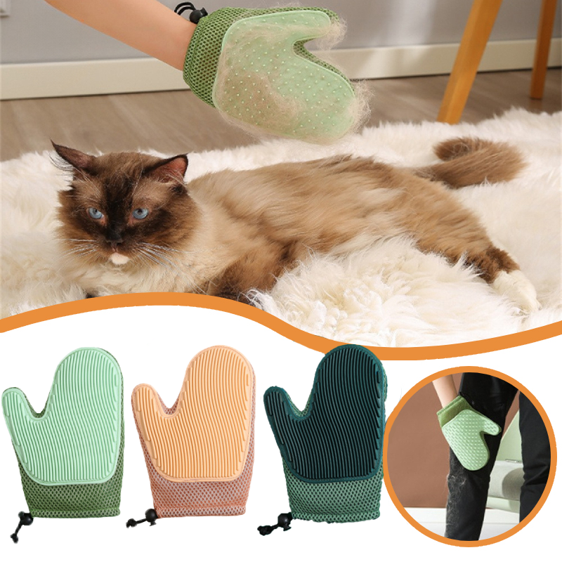 Cat Hair Glove Pet Fur Remover Glove Dog Grooming Glove Brush For Shedding Pet Hair Remover Mitt Cleaner Grooming Glove