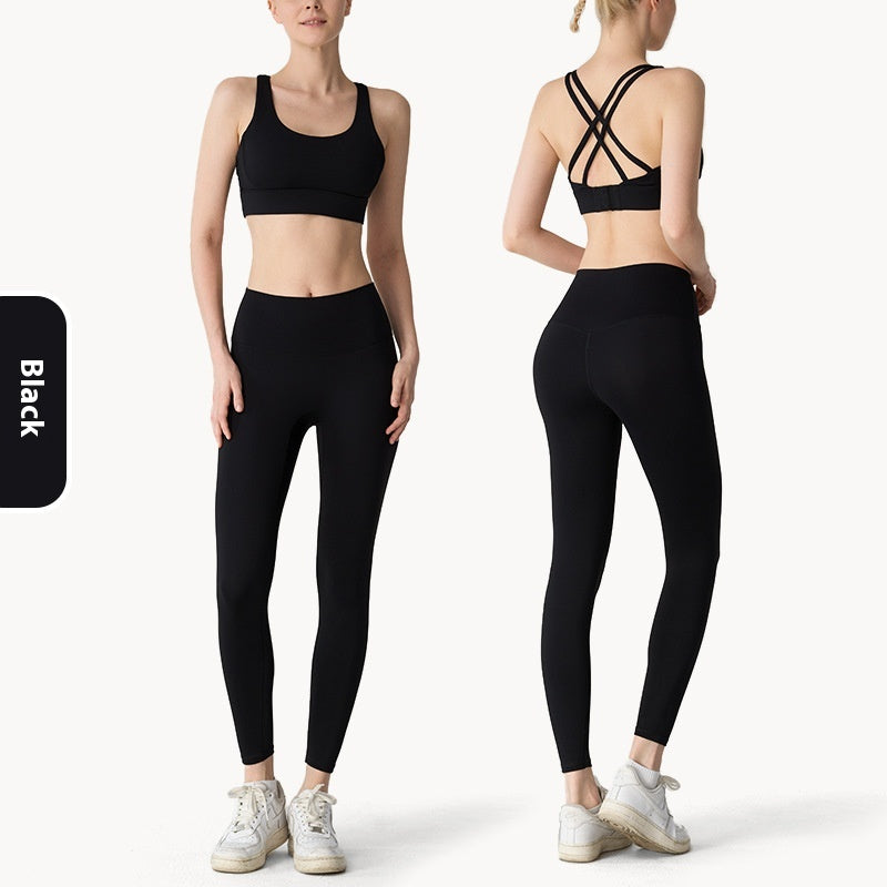 Cross Beauty Back Exercise Bra Peach Hip High Waist Yoga Clothes For Women