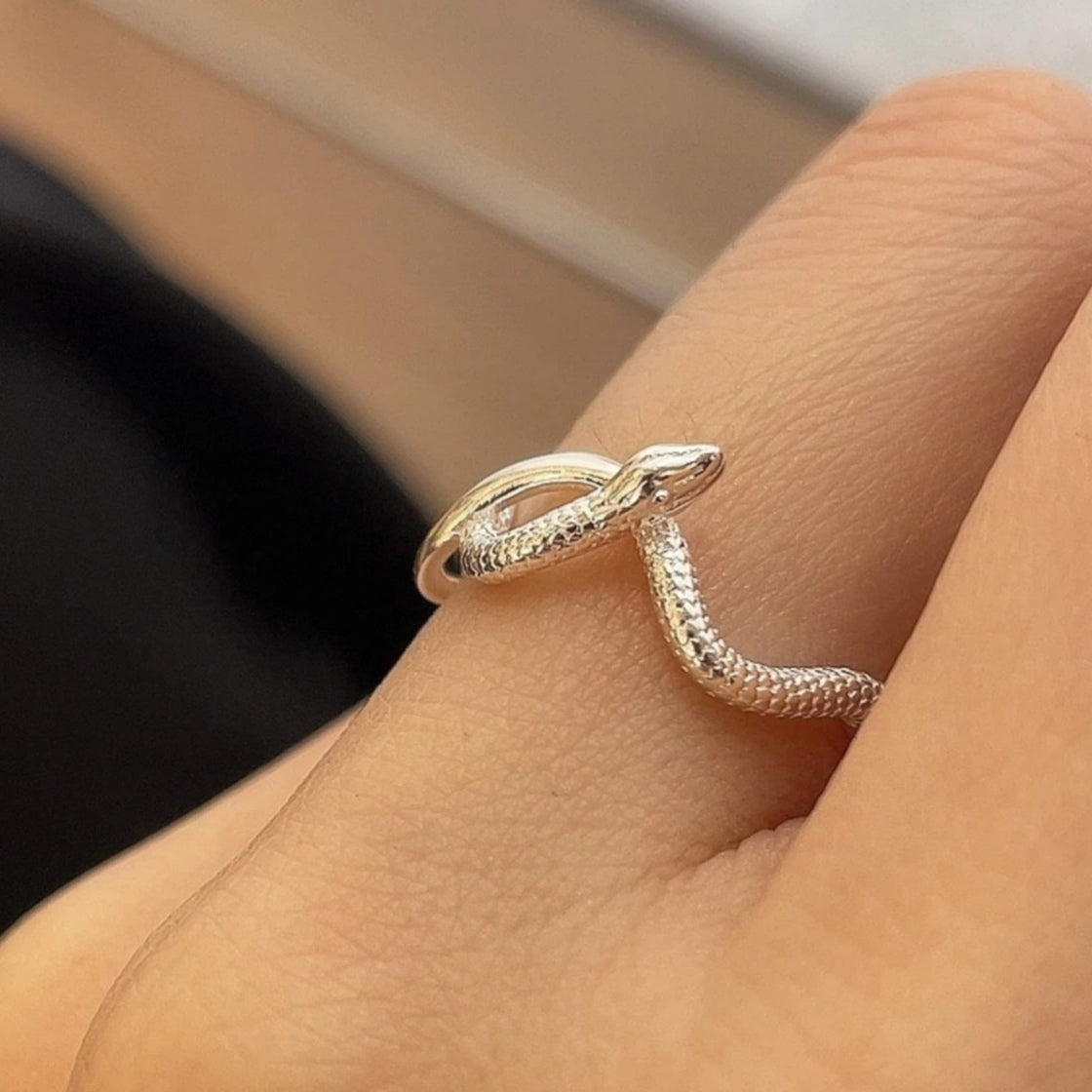1pc 999 Sterling Silver Matte Snake Open Ring, Minimalist & Edgy, Perfect For Daily, Dating & Gifting, Ideal Valentine's Gift