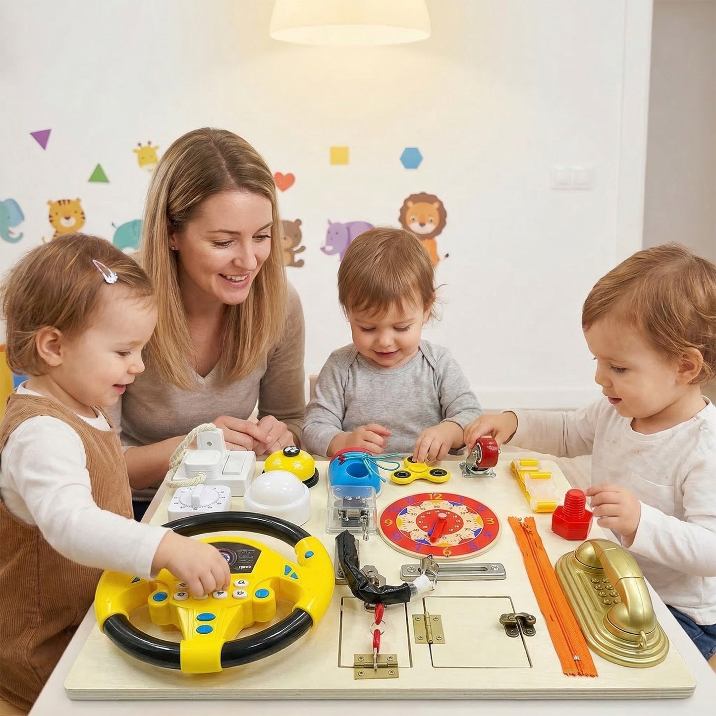 Toddler Sensory Activity Large Size Multifunctional Children Wooden Activity Board Learning Toy For Home