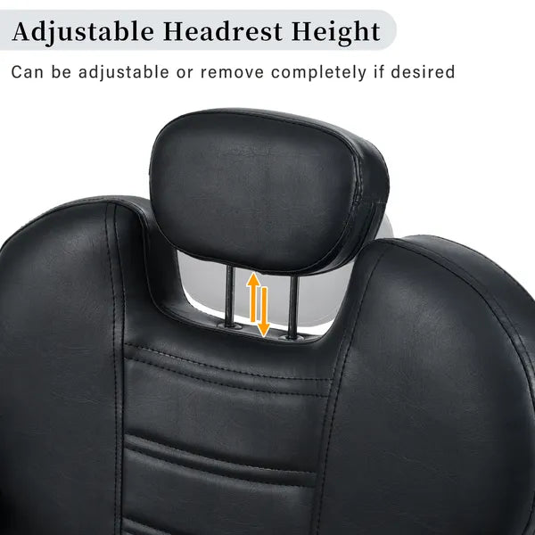 Classic Reclining Barber Chair Salon Chair For Hair Stylist With Heavy Duty Hydraulic Pump, 360' Rotation, Tattoo Chair Shampoo Beauty Salon Equipment, Max Load Weight 330 Lbs, Black