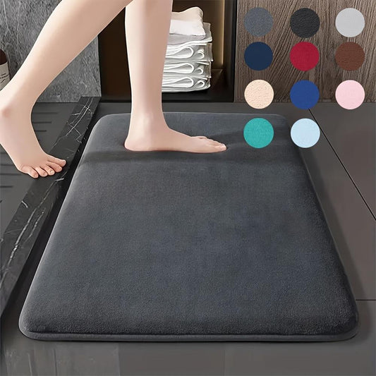 Solid-color Coral Fleece Floor Mat For Home Use