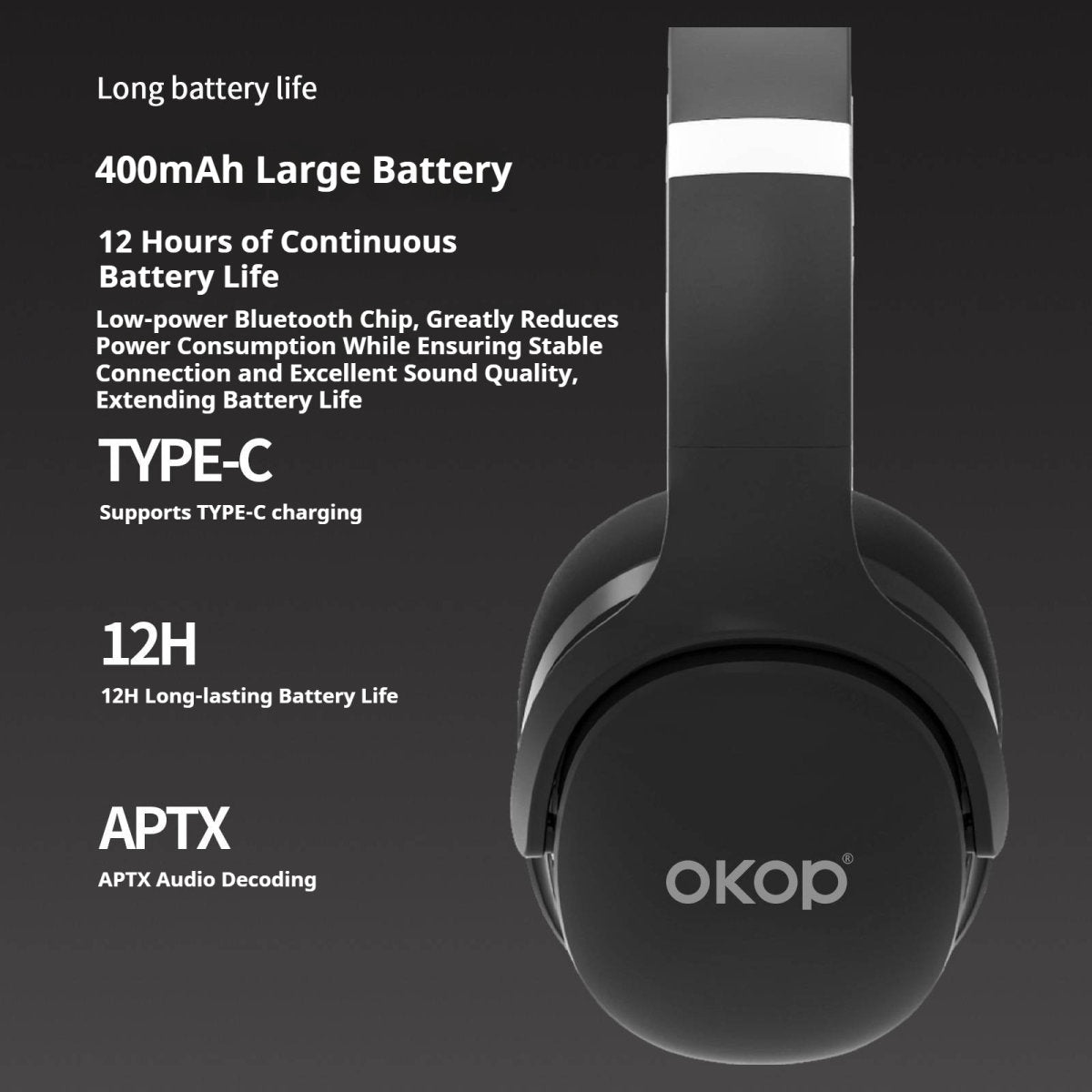 KP-H101 Best-Selling In-Stock Over-Ear Bluetooth Noise-Canceling Headphones Waterproof Sweatproof Sports Ready Ultra-Long Battery Life Low-Latency Gaming