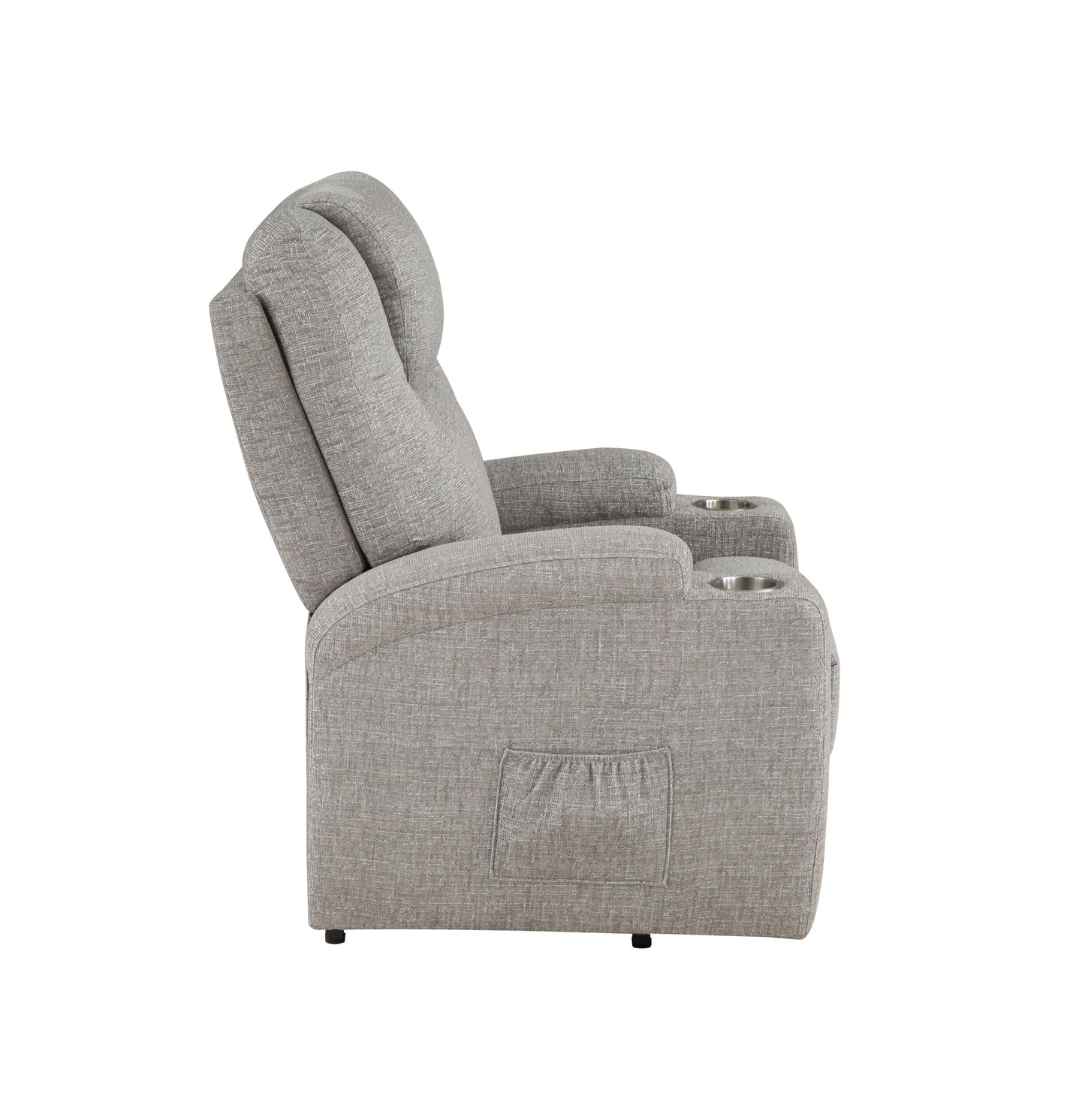 Light Gray Chenille Recliner W Power Lift & Massage