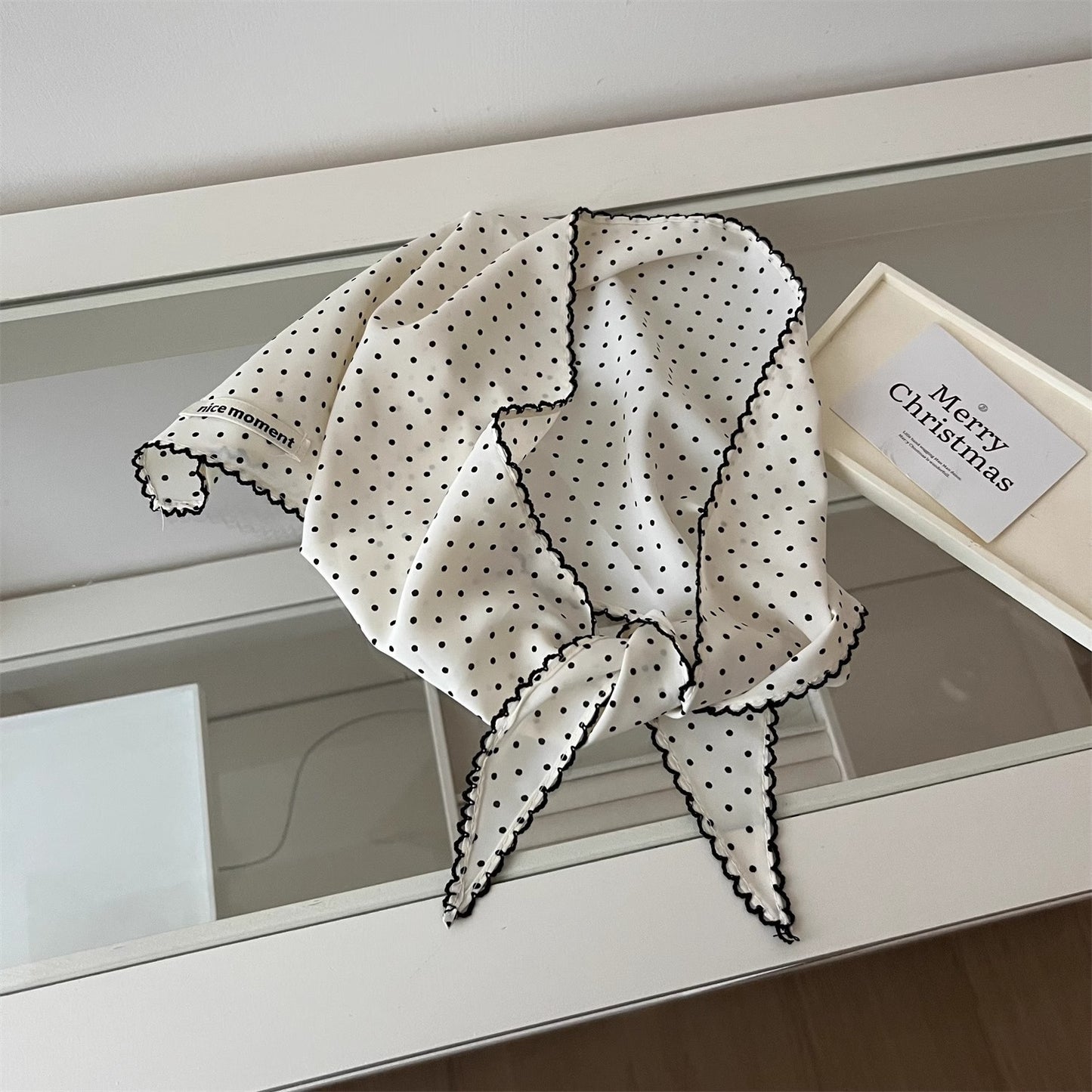 Korean Polka-dot Silk Womens Neck Scarf