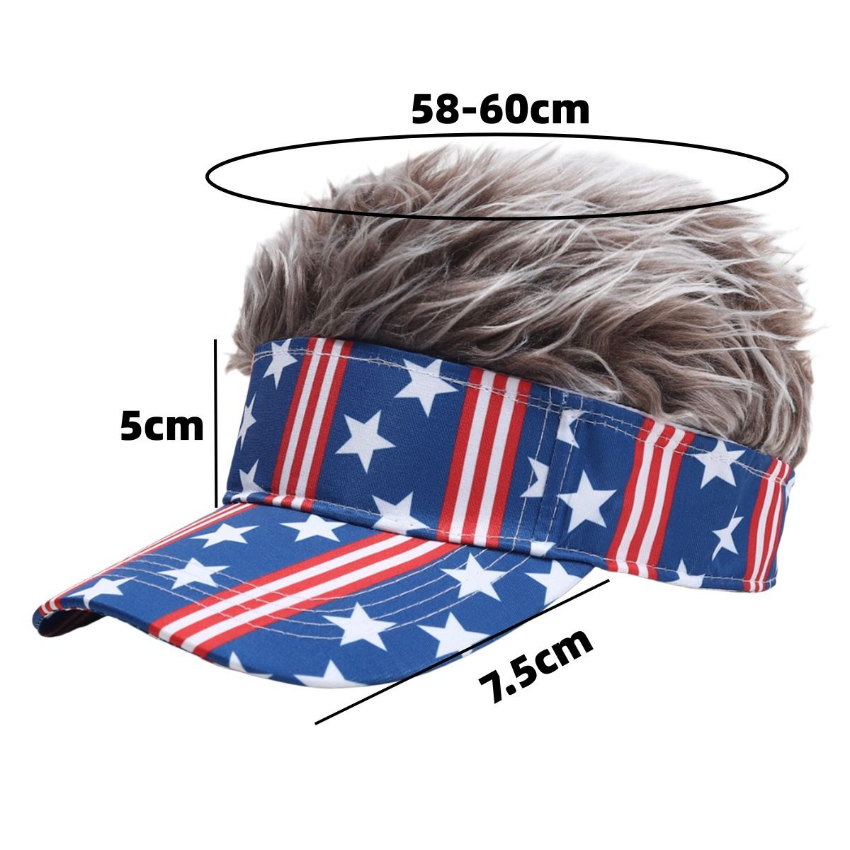 Simulation Wig Cap 250th Anniversary Baseball Cap Synthetic Short Hair Baseball Cap Spiked Hair Wig Hat Fake Hair Adjustable Sunshade Visor Fancy Performance Hip-Hop Headwear