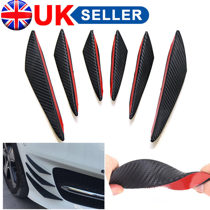 6Pcs Universal Carbon Fiber Car Front Bumper Canards Fins Spoiler Body Splitter