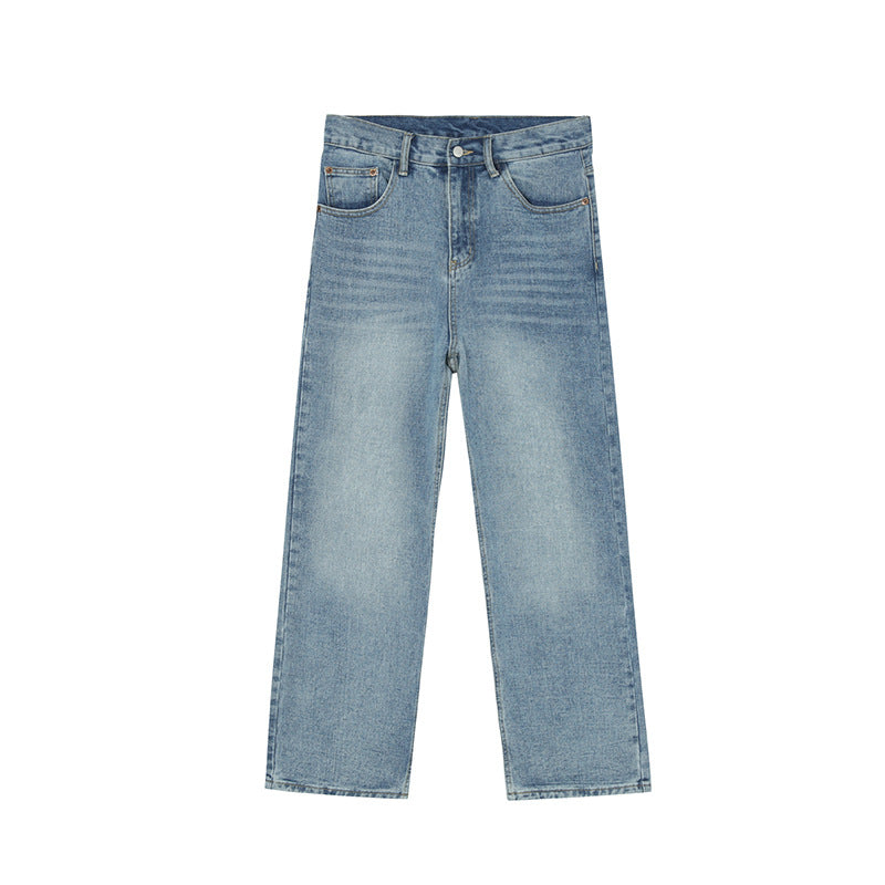 Korean-style Straight-leg Denim Pants For Men