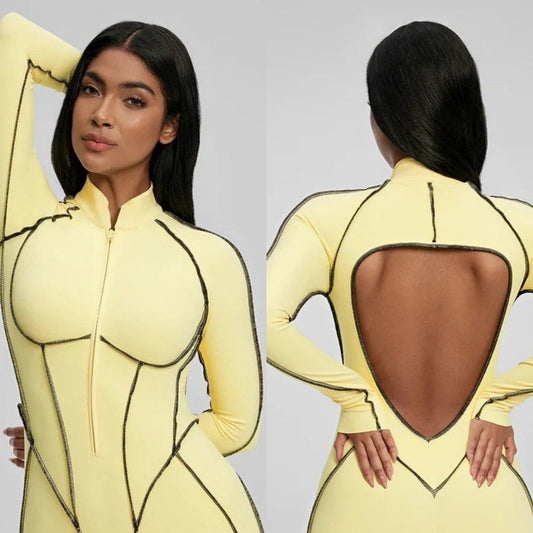 Sports Fitness Split Design One-piece Hot Girl Skinny Yoga Clothes With Chest Pad Breathable