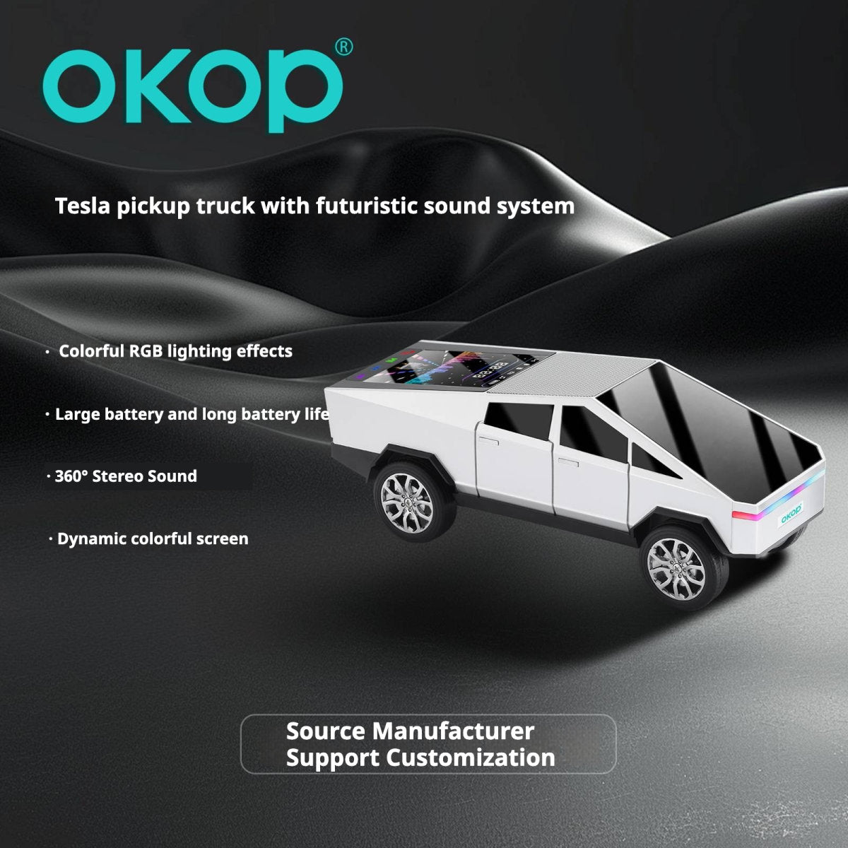 KP-828 Best-Selling Bluetooth Speaker Cyber Style Car Model With Dynamic Color Screen Wireless Subwoofer And Ambient Lighting Factory Direct Stock