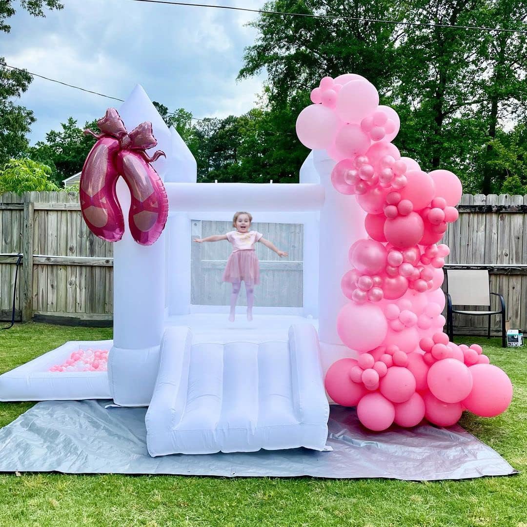 White Bounce House, Castle Theme Kids Inflatable Trampoline With UL Blower, Durable And Easy To Set Up, Safe And Fun For Active Kids--Selling On Amazon Is Prohibited