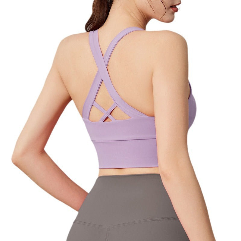 Cross Beauty Back Exercise Underwear Women's Shockproof Running Fitness Vest With Chest Pad Yoga Bra