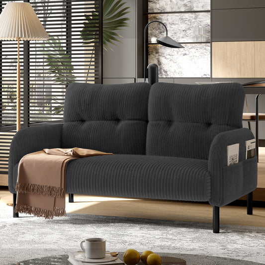 Corduroy Two-seater With Comfort Padding High Backrest & Side Pockets Metal Feet Integrated Side Pockets Inviting Softness With Optimal Support Perfect For Home Office Lounges