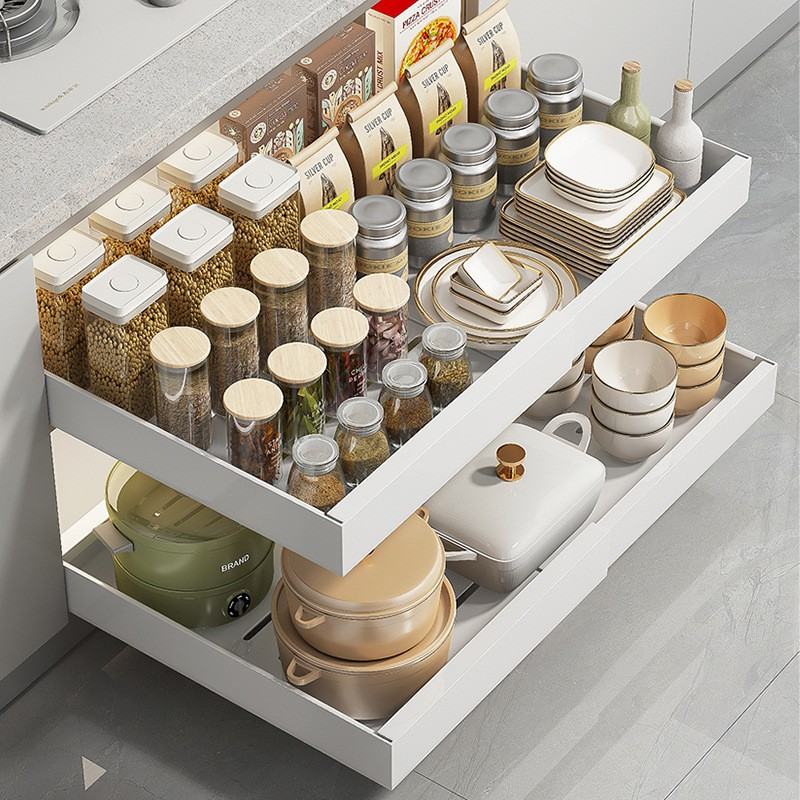 Kitchen Cabinet Telescopic Seasoning Bottle And Jar Storage Basket