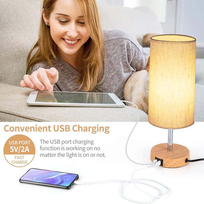 Bedside Lamp Touch Control Table Lamp With USB A Charging Ports 3-Way