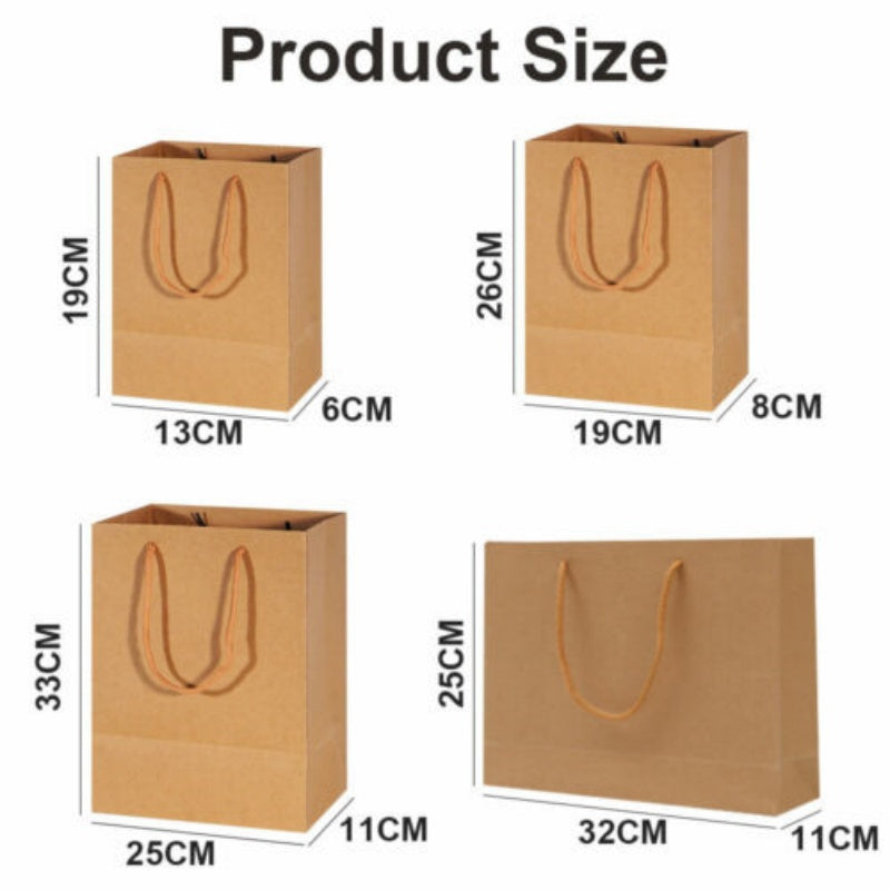 Kraft Paper Bags 50 X Bulk Gift Shopping Carry Craft Brown Bag With Handles AU