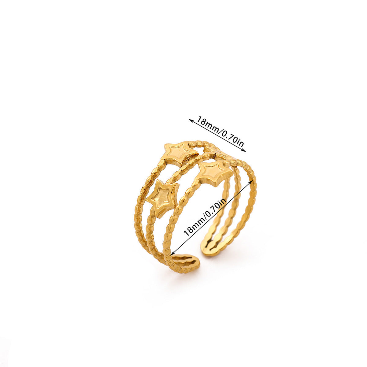 European American Retro Fashion Zircon Heart Flower Cross Open Ring 18K Gold Plated Stainless Steel Women Jewelry